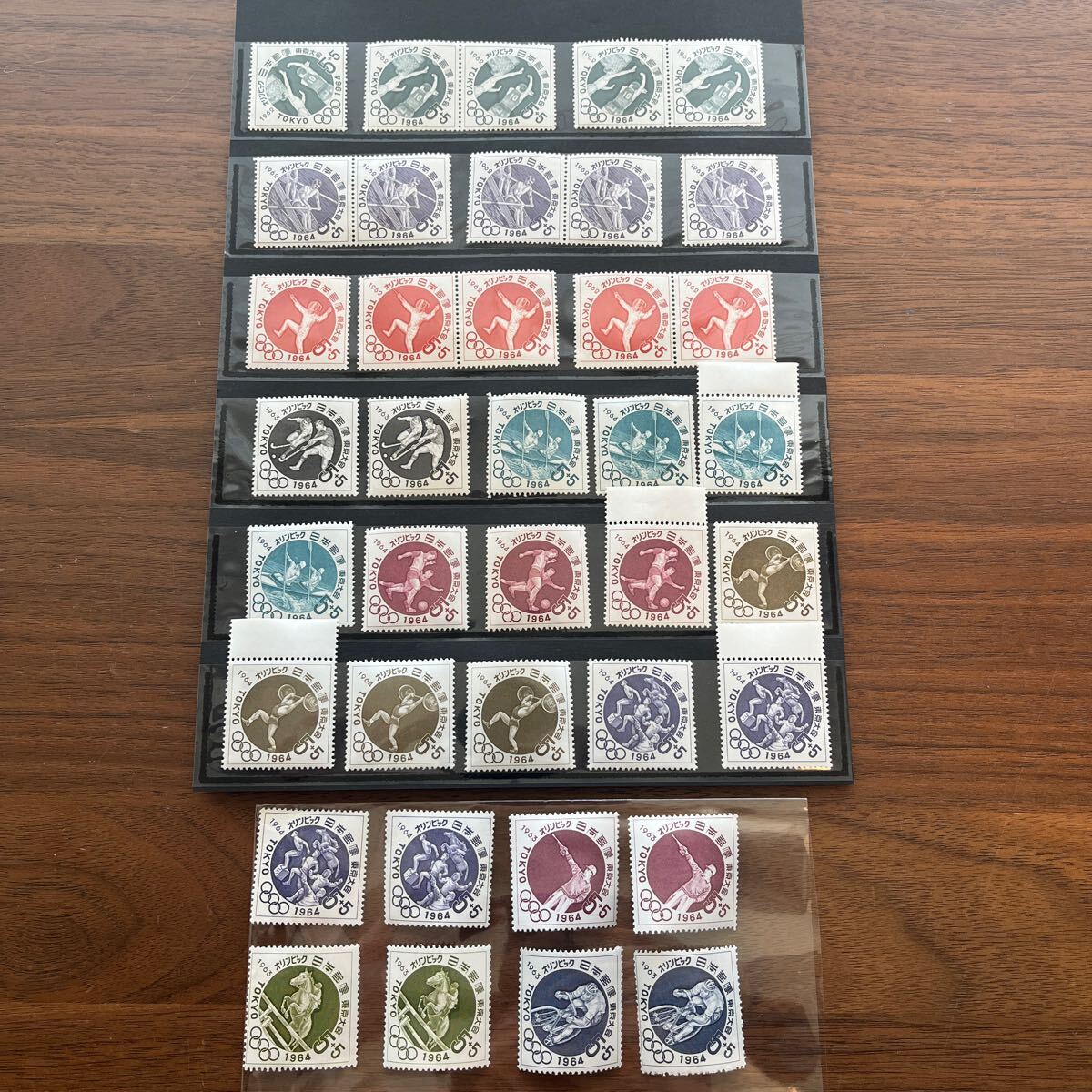 切手 オリンピック 東京大会 1964 11種 5円×38枚 額面190円 募金付き拍卖