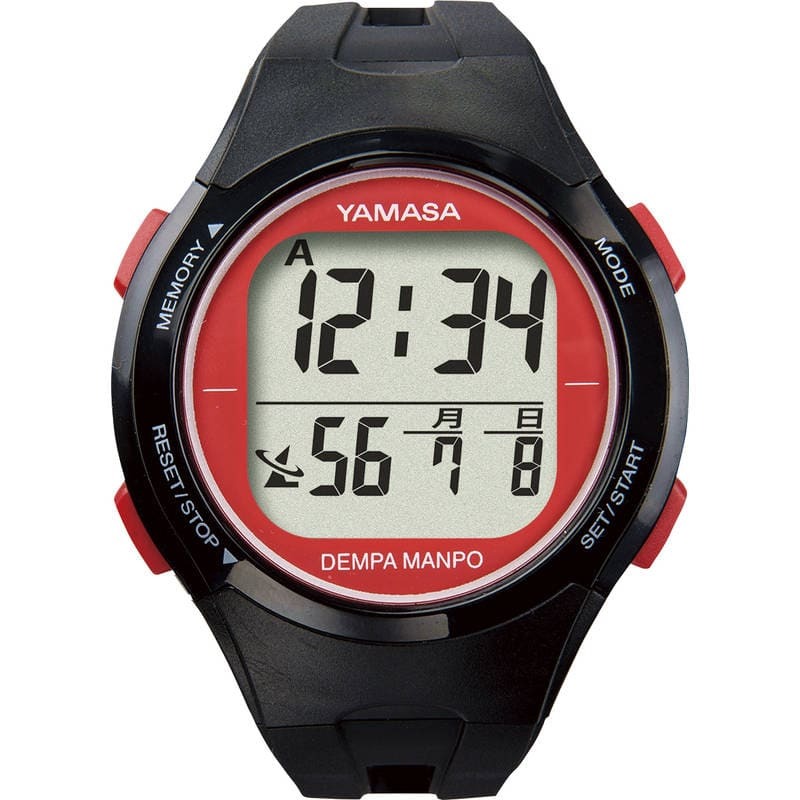 ヤマサ ウォッチ万歩計 DEMPA MANPO TM-510B/R ブラック/レッド拍卖