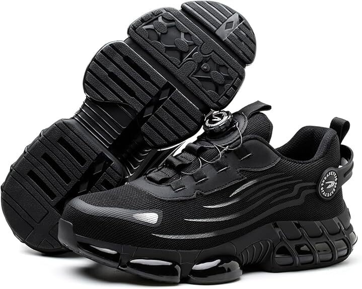 安全靴 作業靴 ダイヤル式 鋼先芯 安全靴ブーツレディース 通気性 釘踏み抜き防止 衝撃吸収 ブラック サイズ:25.5cm拍卖