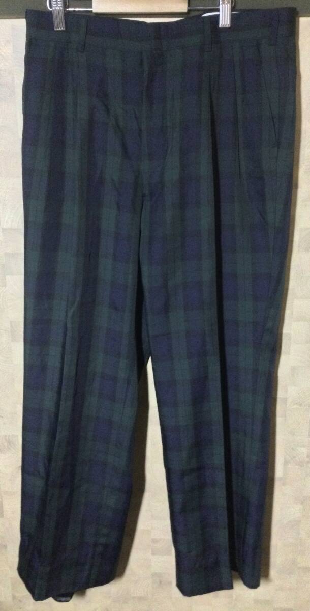 80's 日本製 ブラックウォッチ ツータックパンツ スラックス 2タック 昭和 トラッド アイビー ビンテージ オールド拍卖