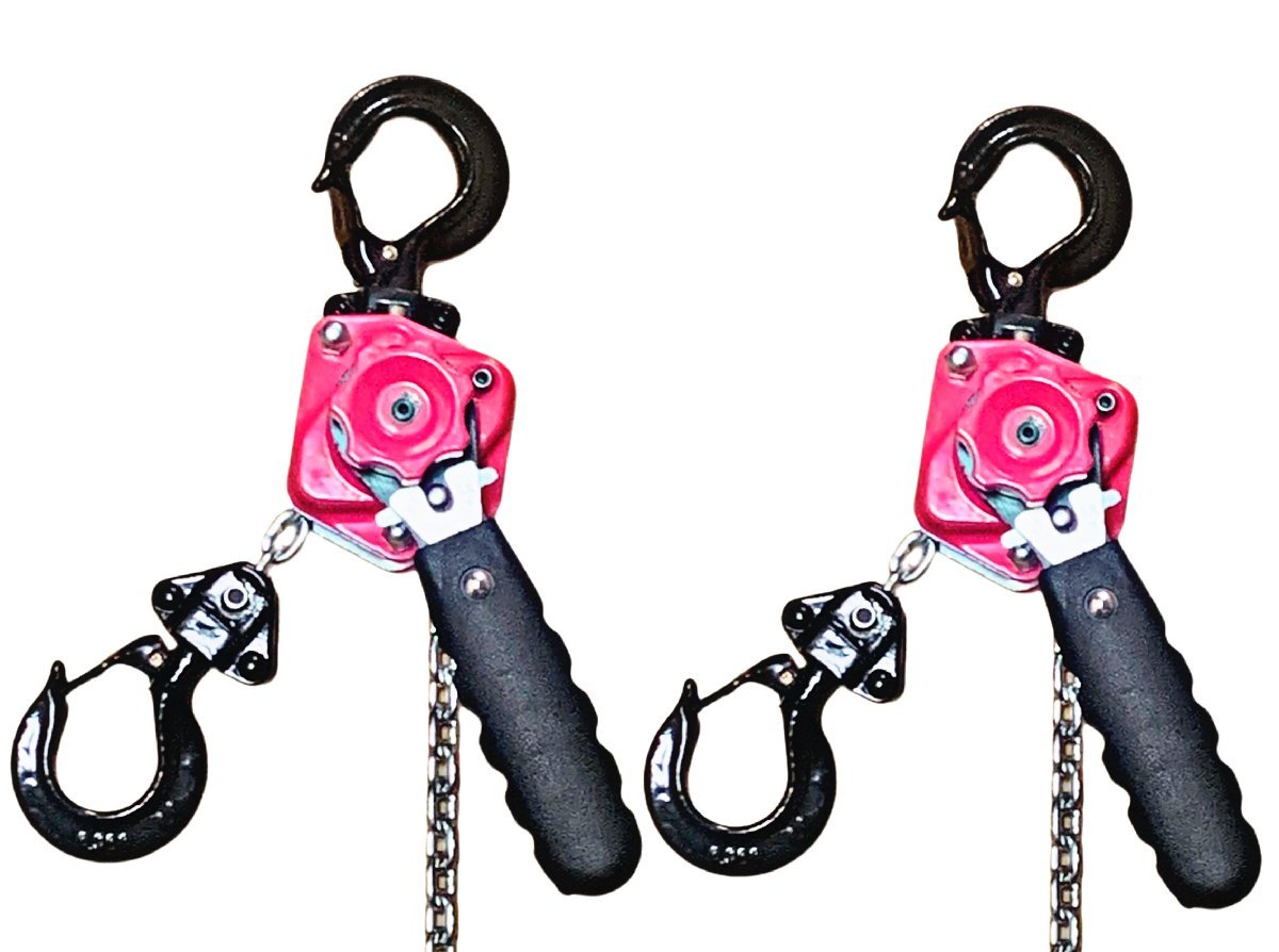 超軽2台セット レバーブロック 0.25t ピンク レバーホイスト 荷締機 ガッチャ ラチェットホイスト チェーンホイスト チェーンブロック拍卖