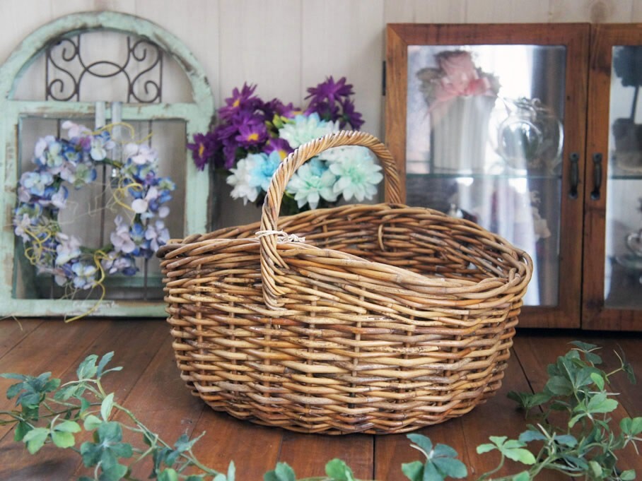 送料無料 アラログ オーバル ワンハンドルバスケット 収納 かご ディスプレイ ピクニックバスケット拍卖