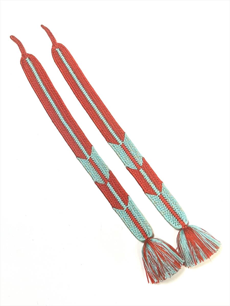 花とら●アンティーク和装小物 羽織紐 女性用 橙 水色 250103-15拍卖