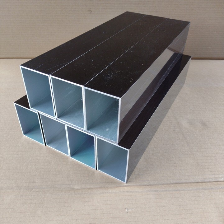 【未使用・送料無料】 アルミ 不等辺 角パイプ 3mm厚 75×100mm 長さ 465mm 7本 セット ブロンズ ★ DIY 角材 長方形拍卖