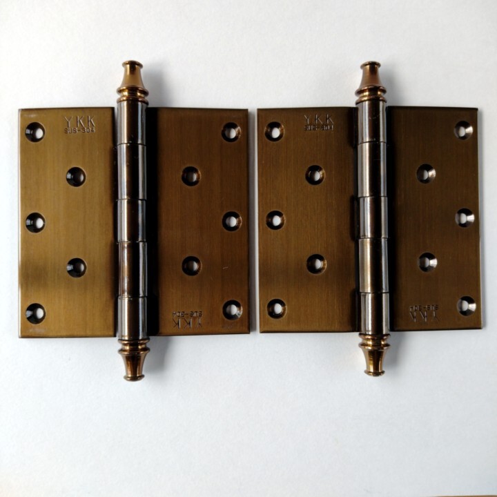 【未使用】 YKK 丁番 102mm×102mm 厚口 10穴 装飾 ブロンズ 2個セット SUS304 ■ 蝶番 ステンレス ドアヒンジ デザイン 6311D 送料無料拍卖