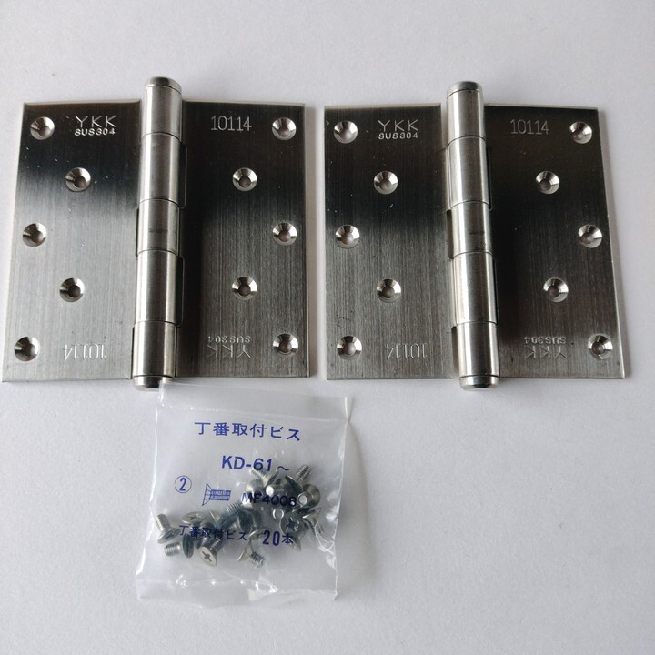 【未使用】 丁番 102×102mm 厚口 2.5 10穴 YKK 10114 シルバー 2個セット SUS304 ■ 蝶番 ステンレス ドアヒンジ ヒンジ ビス付 送料無料拍卖