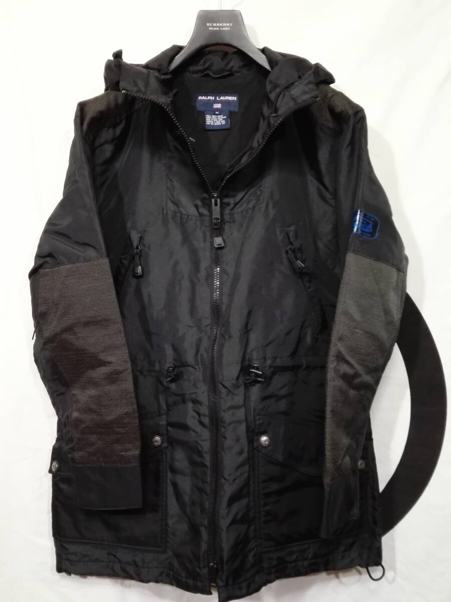 90s POLO SPORT ポロスポーツ マウンテンパーカ/ナイロンジャケット 裏フリース M ブラック ラルフローレン ビンテージ 美品拍卖