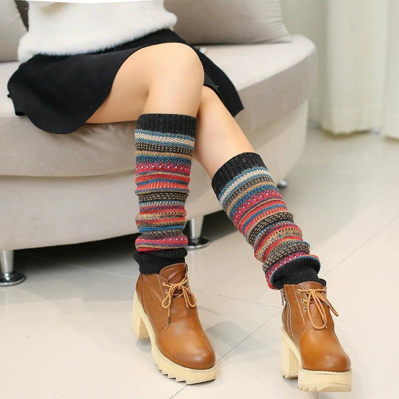 ブラック色 足首 防寒 秋冬ニット靴下カバーレディース拍卖
