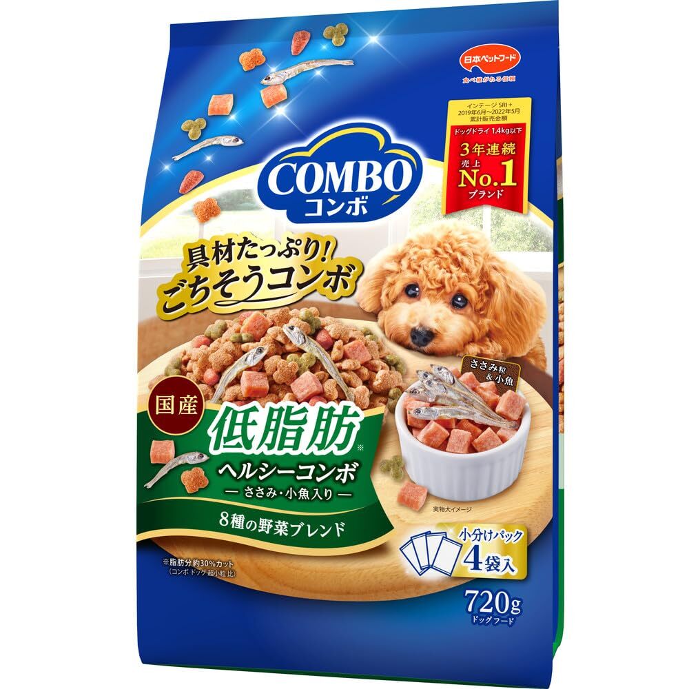 コンボ ドッグフード 低脂肪 ささみ・小魚入り 8種の野菜ブレンド 720g 【たっぷり具材】 【国産】 【小分包装】拍卖