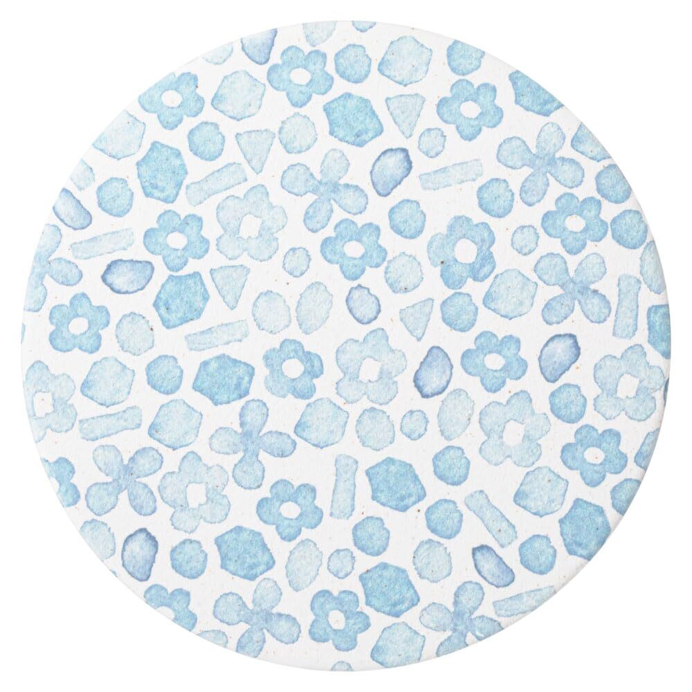 アンドエヌイー(&NE) 陶器珪藻土コースター ステンドフラワー ブルー 1枚入 直径9.7cm×厚さ0.6cm 吸水コースター 日本製 美濃焼拍卖
