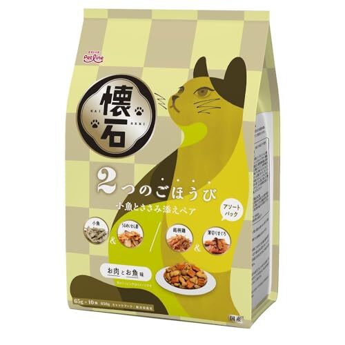 ペットライン 懐石 2つのごほうび 小魚とささみ添えペア キャットドライ グルメ【 国産/小分け/トッピング】 650g拍卖