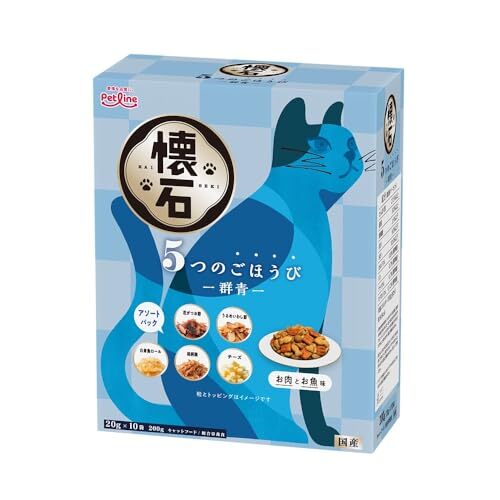 ペットライン 懐石 5つのごほうび 群青 キャットドライ グルメ【 国産/小分け/トッピング】 200g拍卖