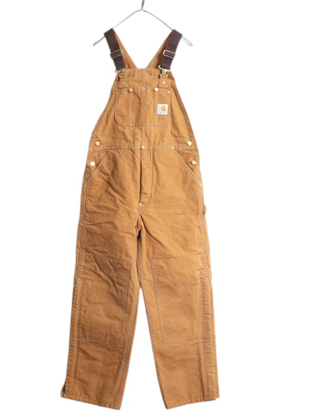 デッドストック 00s USA製 カーハート ダブルニー ブラウン ダック オーバーオール メンズ 34 30 オールド 中綿 キルティング ライナー 茶拍卖