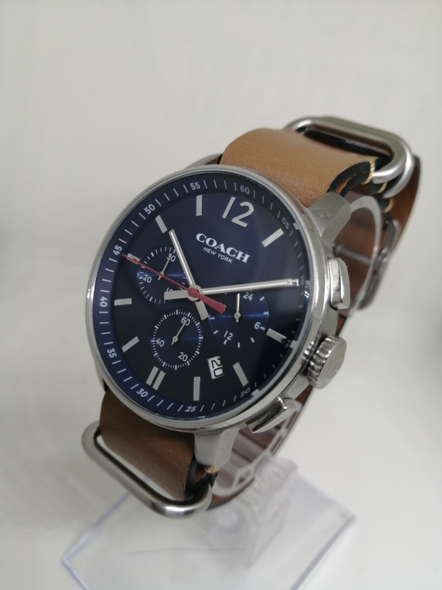 【稼働品】COACH コーチ CA.101.2.14.1080 メンズクォーツクロノグラフ腕時計拍卖