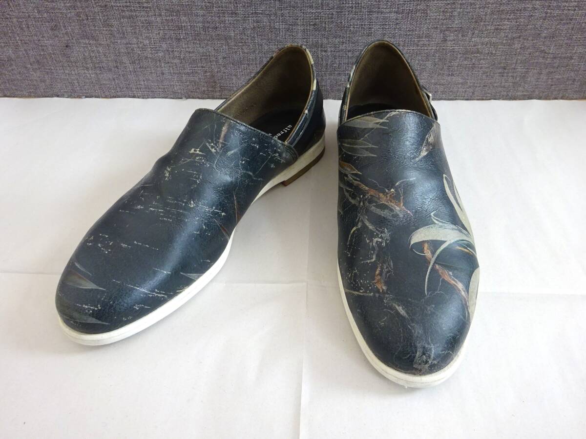 美品 alfredoBANNISTER アルフレッドバニスター 革靴 本革 スリッポン 花柄 43サイズ メンズ 定価28512円拍卖