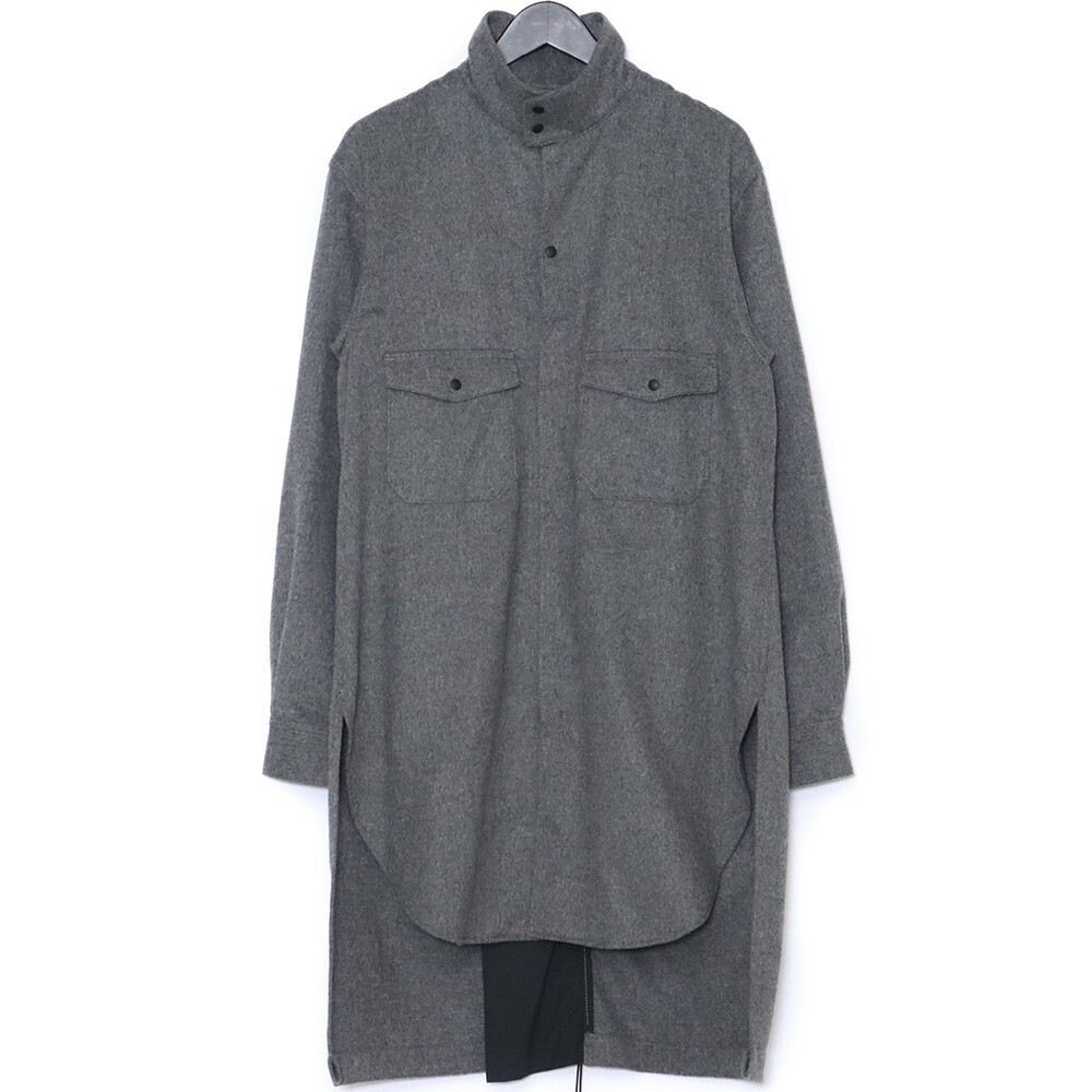 Y-3 M CLASSIC WOOL FLANNEL SHIRT XSサイズ グレー GK4571 ワイスリー バックジップフランネルウールシャツ 長袖 l/s yohji yamamoto拍卖