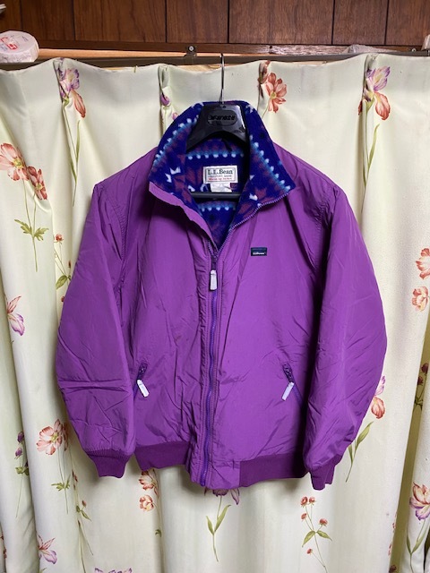 L.L.Bean LLビーン ウォームアップ ジャケット 3シーズン ジャケット S~M 紫 パープル ユニセックス 裏地 雪柄拍卖