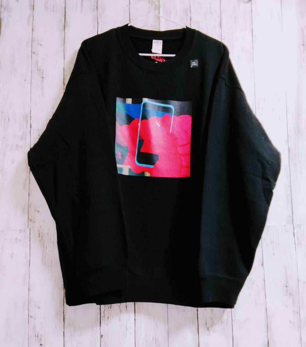 ★6%OFF★送料無料★未使用品★UNIQLO★トレーナー/XL/BLK/KAWS/コンパニオン/長袖スウェット/メンズ拍卖