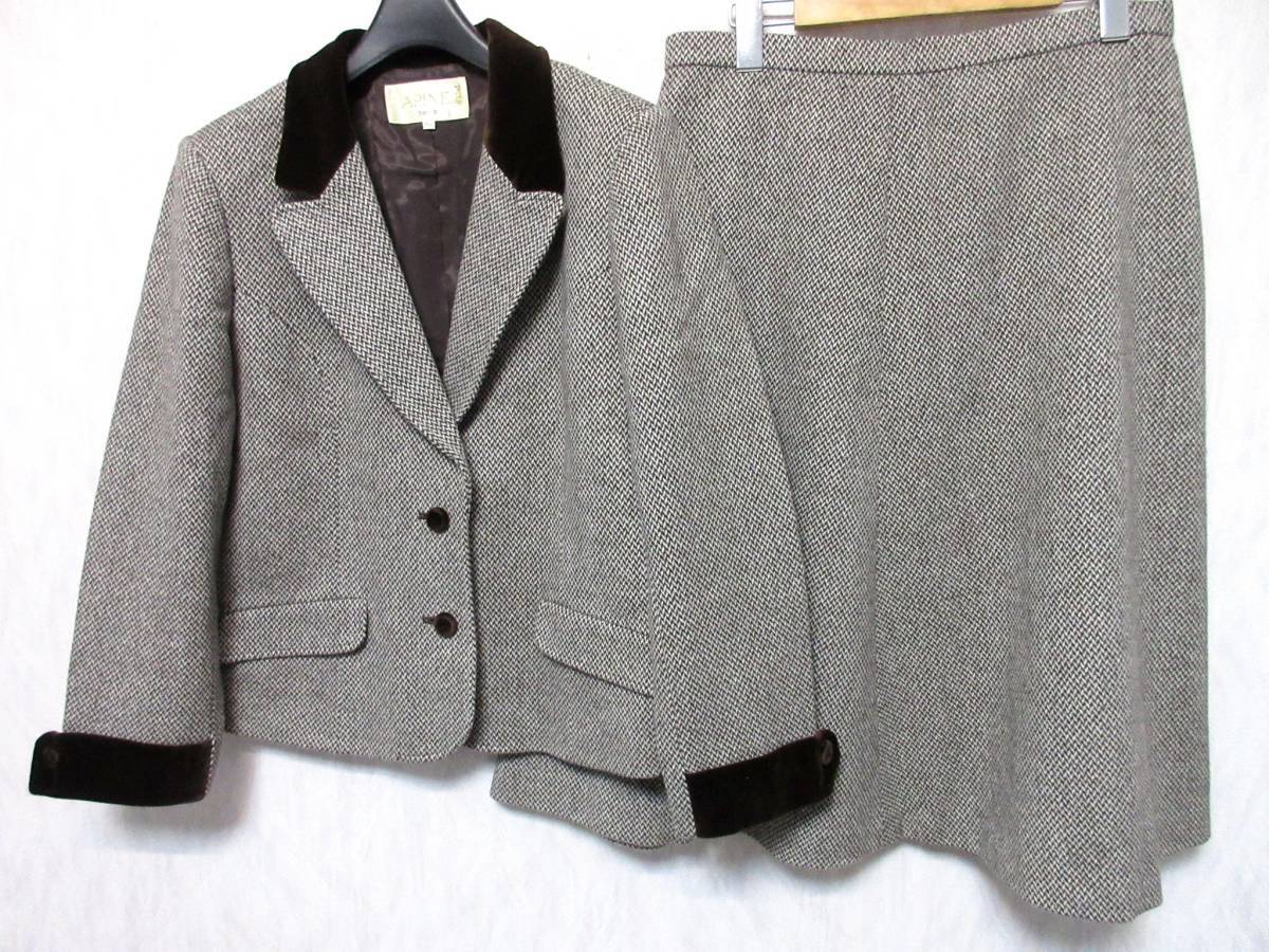 ラピーヌ LAPINE カシミヤウール スカート セットアップ スーツ 大きいサイズ 15 亥782拍卖