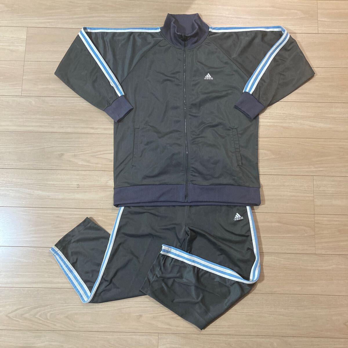 adidas アディダス ジャージ ジップアップ 上下セット セットアップ Lサイズ グレー拍卖