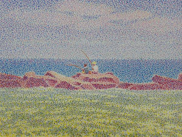 山田嘉彦、「春の釣り人」、厳選、希少画集・額装画、人気作品、新品高級額 額装付、状態良好、送料無料拍卖
