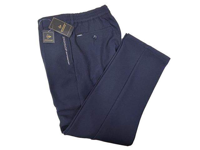 【送料無料】訳あり ダ026-957487-4-71■Lサイズ また下76.5cm)ネイビーDUNLOP MOTORSPORT 暖か裏フリーススラックス センタープレス入り拍卖