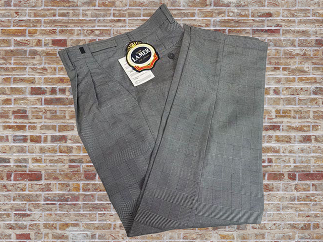 41268-3-nb231 グレンチェック ウエスト72-78cm 股下72cm CLUB LAMER アジャスター付スラックス 拍卖