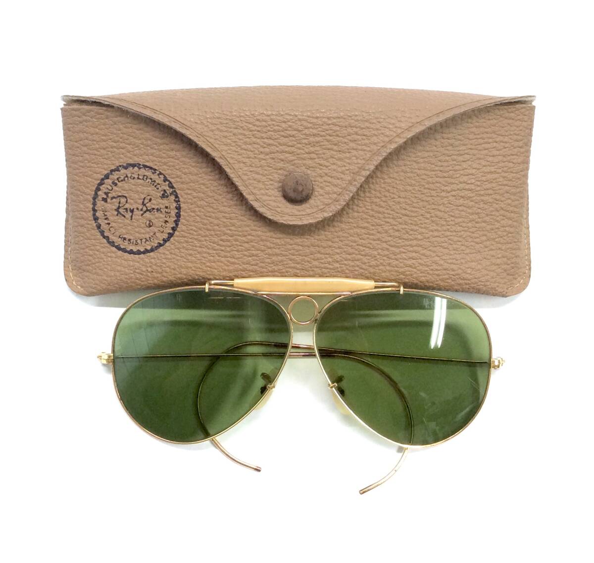 Vintage RAYBAN B&L レイバン ボシュロム SHOOTER シューター ティアドロップ サングラス 砂打ちあり ヴィンテージ ゴールド/グリーン系拍卖