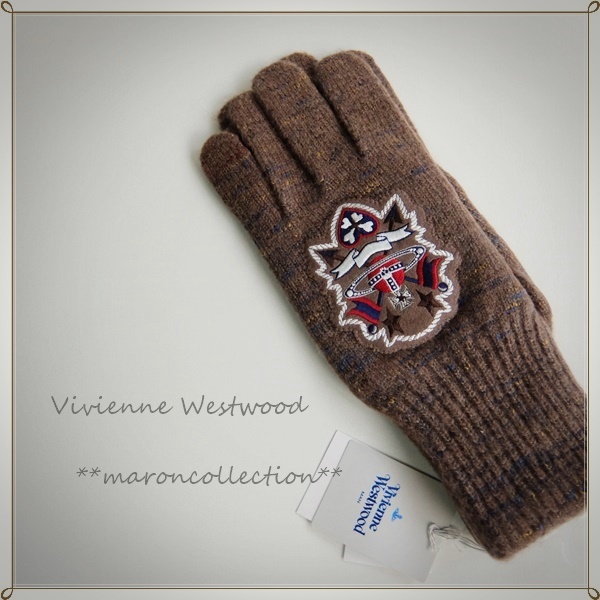 未使用 * ヴィヴィアンウエストウッド MAN * メンズ 紳士用 手袋 * エンブレム ブラウン拍卖