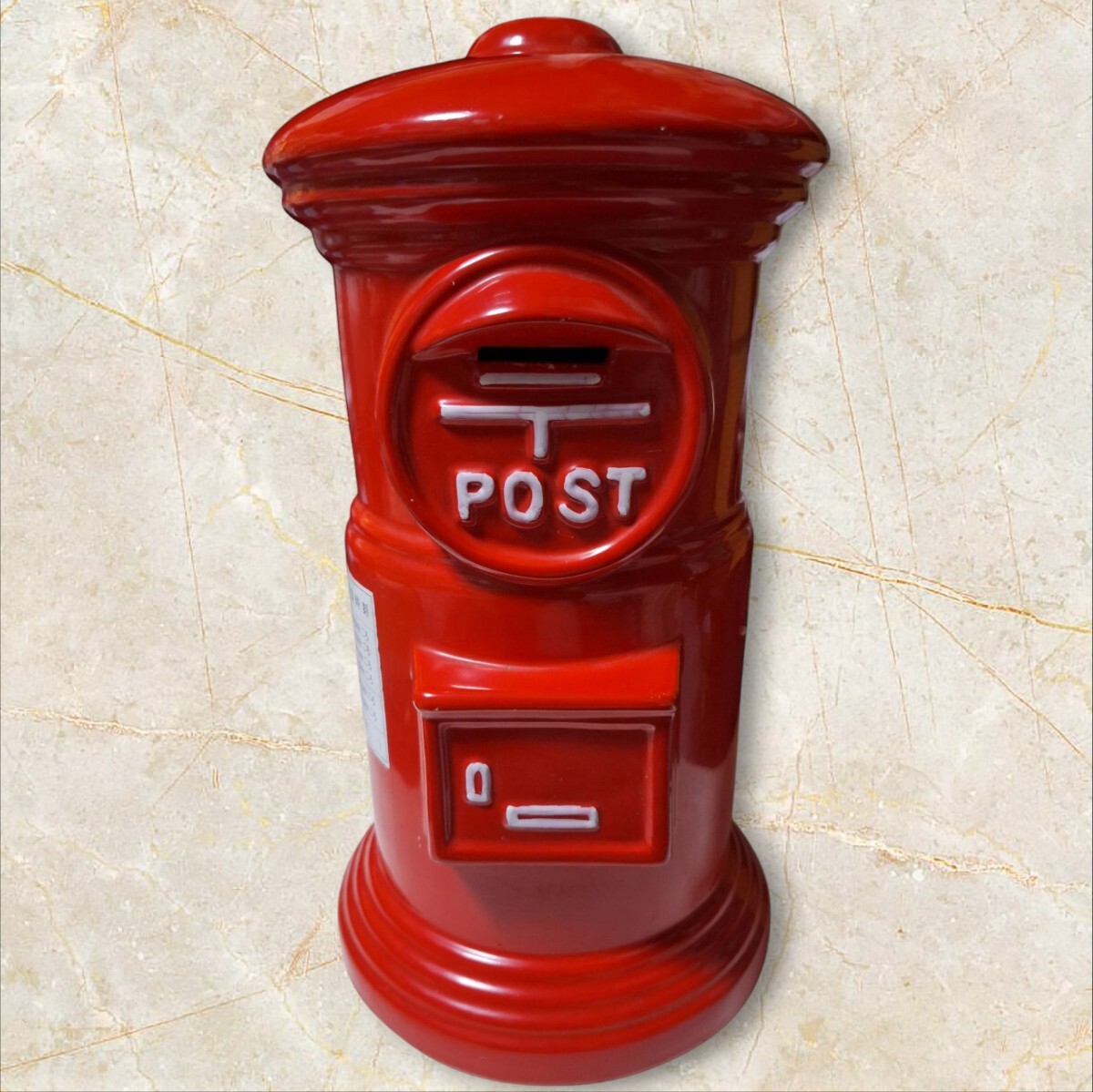 昭和レトロ 丸型郵便ポスト 陶器 貯金箱 赤ポスト拍卖