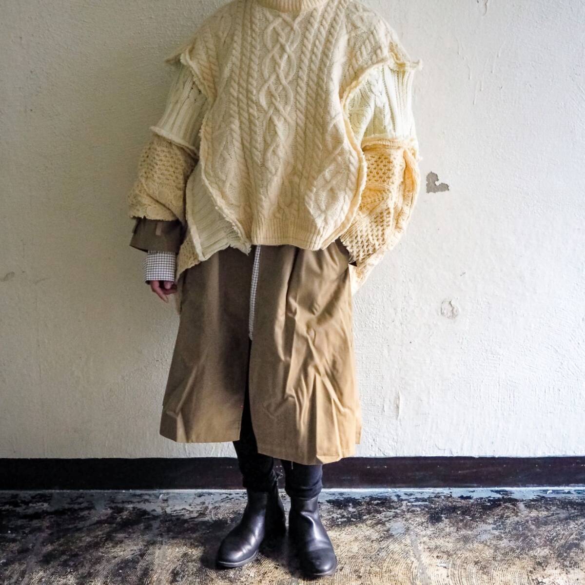 NH58【リメイク】 ニット ドッキング ニット ハンドメイド ボリュームニット オーバーサイズ アラン フィッシャーマン MurrayBrothers拍卖