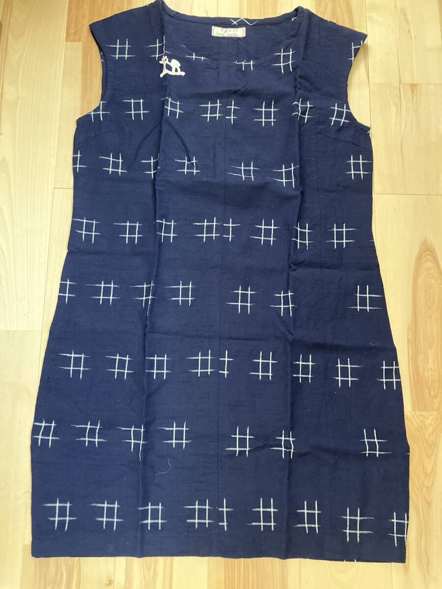 ♪ハンドメイド♪絣の着物リメイク チュニックワンピース拍卖