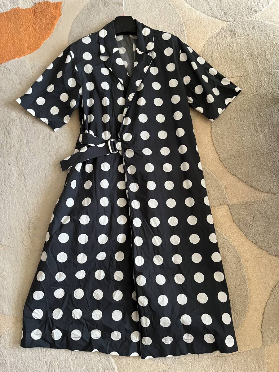 美品IAMIアイアムアイコットン素材ドット水玉柄羽織りカシュクールシャツワンピース拍卖