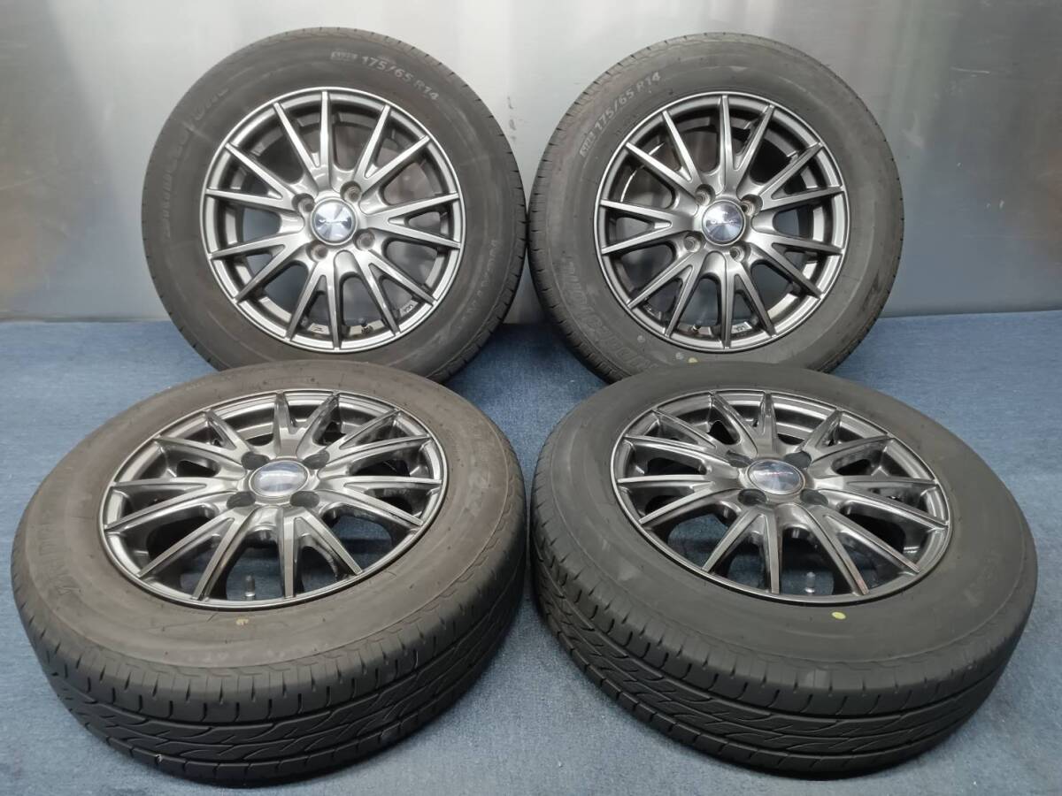 ★8-8.5分山★21年製★ ブリヂストンNEXTRY 175/65R14 社外ホイール 14×5.5J +38 4H-100 4本セット B104拍卖