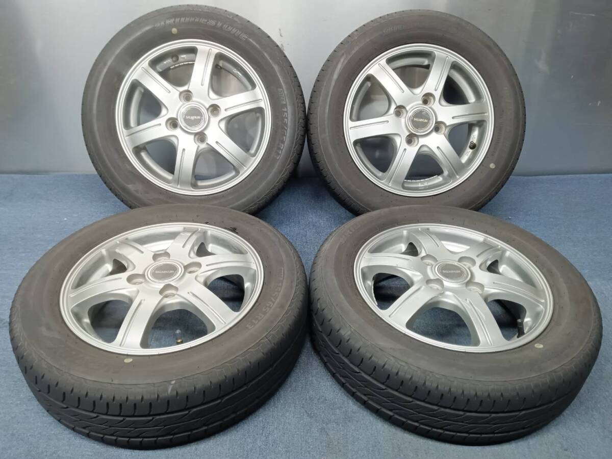 ★8-8.5分山★21.22年製★ ブリヂストンNEXTRY 155/65R13 社外ホイール 13×4J +45 4H-100 4本セット 軽自動車等 B115拍卖