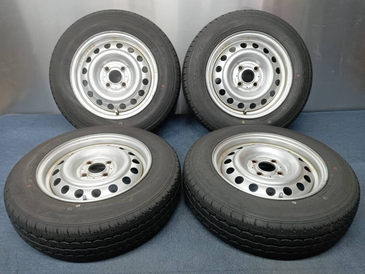 ★8-9.5分山★24年製★ トーヨーH11 155/80R14 88/86S LT 日産純正スチールホイール 14×5J 4H-100 4本セット B172拍卖