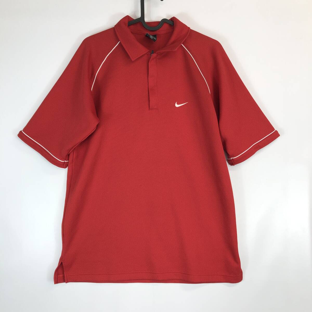 NIKE GOLF ナイキゴルフ ハーフジップポロシャツ 速乾 半袖 Mサイズ レッド 200761拍卖