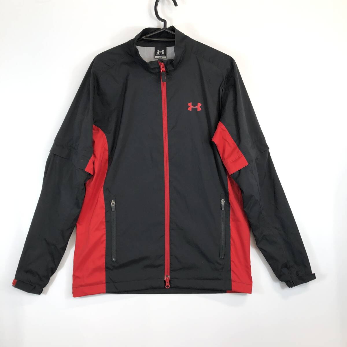 アンダーアーマー UNDER ARMOUR デタッチャブルナイロンジャケット 裏地付き Mサイズ ブラック レッド MGF6343拍卖