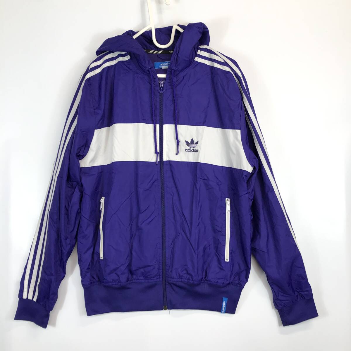 アディダス adidas 裏地付き ナイロンパーカー パープル 50サイズ V11631 メンズS-Mくらい 海外企画拍卖