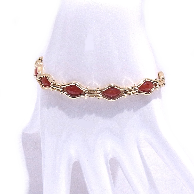 ブレスレット 750 K18YG イエローゴールド サンゴ 珊瑚 【中古】【程度A】【美品】拍卖