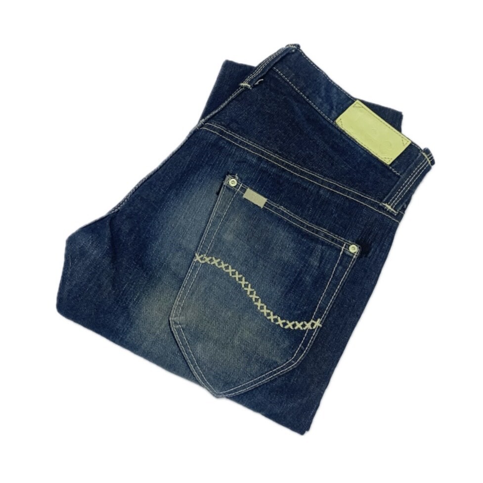雰囲気◎ ユーズド加工 LEE リー 95326 イエローパッチ ローライズ デニム ジーンズ M/CR299拍卖