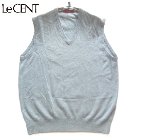 極上日本製!!レセント LeCENT*定価2.5万 カシミヤ100% ふわとろニットベスト L サックスブルー 淡い水色拍卖