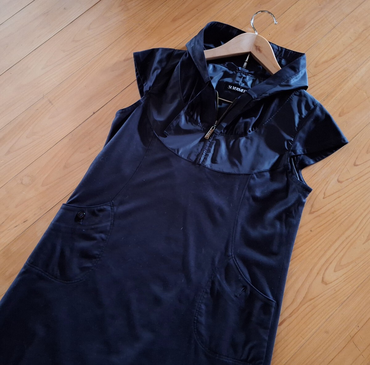 ★St.VERMEER 大人可愛い フード付きワンピース スウェード調 チュニック 9★拍卖