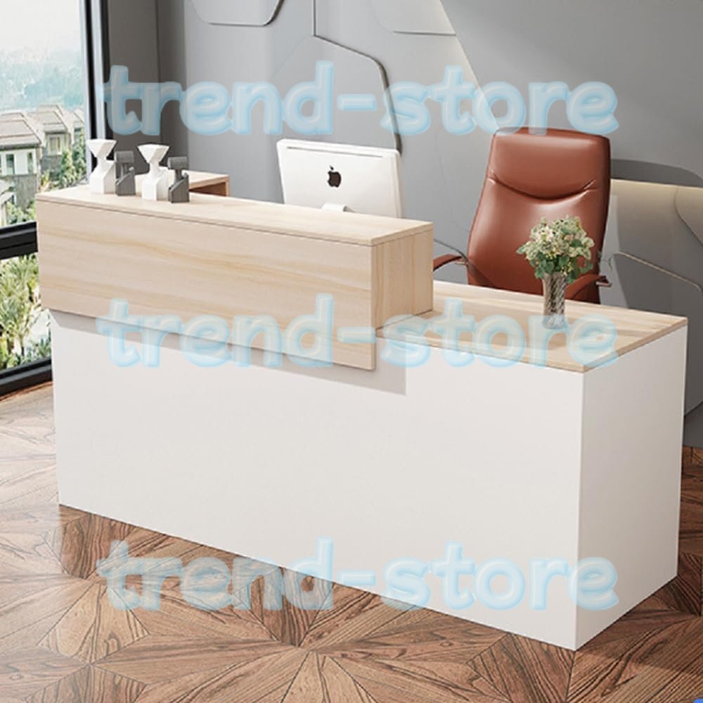レジカウンター カウンターテーブル 受付 カウンター 木製のレセプションデスク レジスタンド カウンターテーブル 140x60x100cm右側拍卖