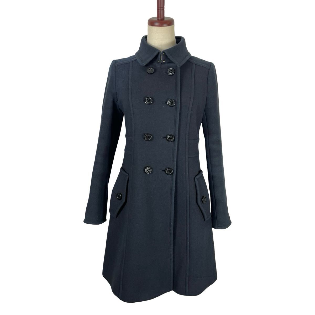 BURBERRY BLUE LABEL バーバリー ブルーレーベル レディース ウールコート ダークネイビー アウター 38拍卖