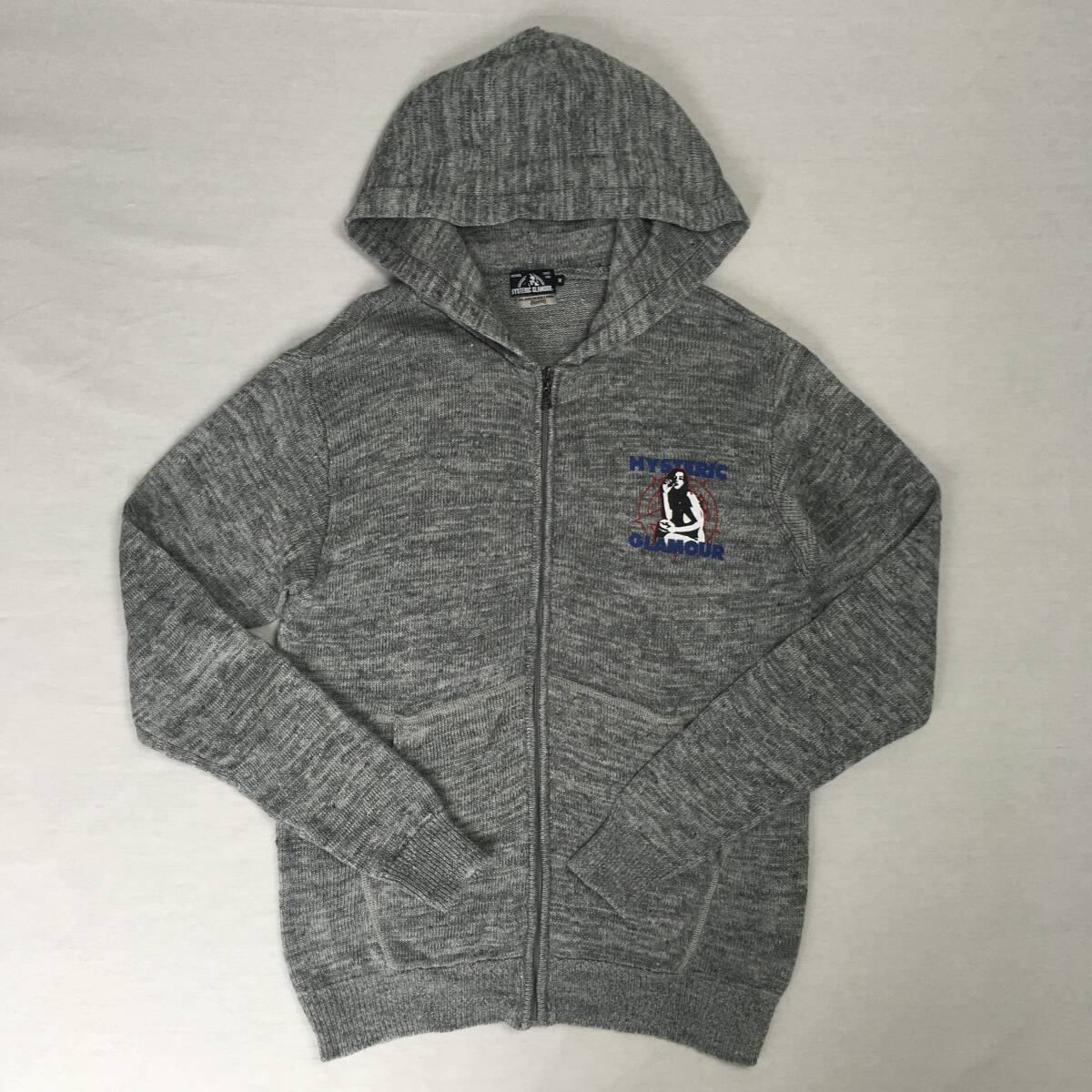 HYSTERIC GLAMOUR ヒステリックグラマー FLANDERS LINEN リネン ジップアップパーカー ガール柄 中国製 Mサイズ グレー 02173ND02拍卖