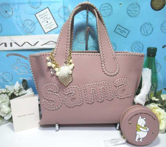 送料無料 48%引 サマンサタバサ くまのプーさん 限定 サマタバ トートバッグ ショルダーバッグ 2WAY ピンクBE 新品 証明書付 ディズニー拍卖