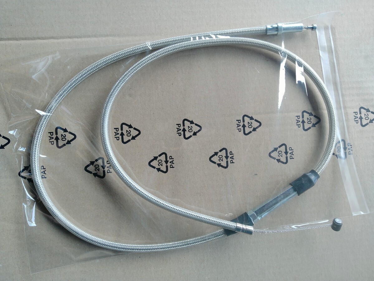 送料込みKAWASAKI Z400B Z400TZ400LTD 15cmロング クラッチ ワイヤー ケーブル 新品 メツシユ拍卖