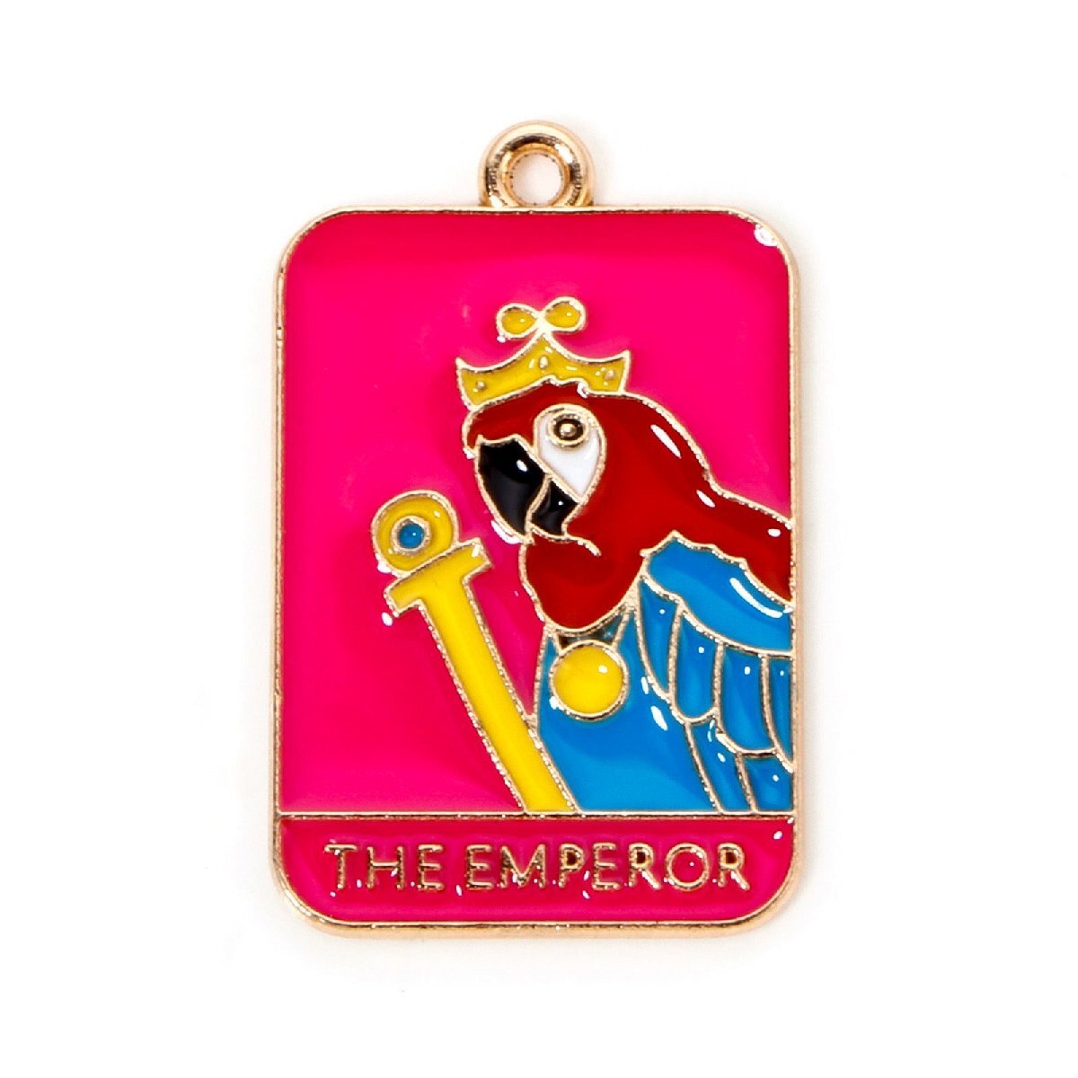 TT-メタルチャーム1個 カラフルオウム(タロットデザインTHE EMPEROR)アクセサリーペンダントパーツ ※1枚目の画像が対象商品拍卖