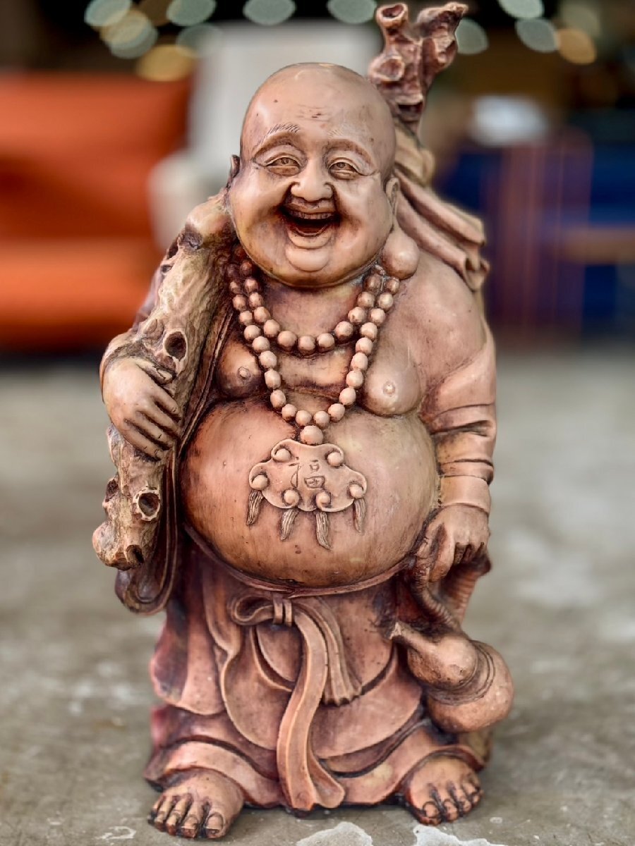 ★大型! 布袋様 高さ約60cm 樹脂製 約10kg 縁起物 置物 七福神 福 財 笑門来福 夫婦円満 子宝 金運 長寿 商売繁盛 ほていさん拍卖